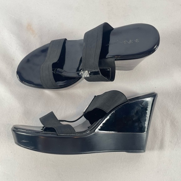 Vintage Y2k‎ BCBGeneration Elastic Platform Wedge Sandal in Black Size 8.5 - Picture 1 of 6